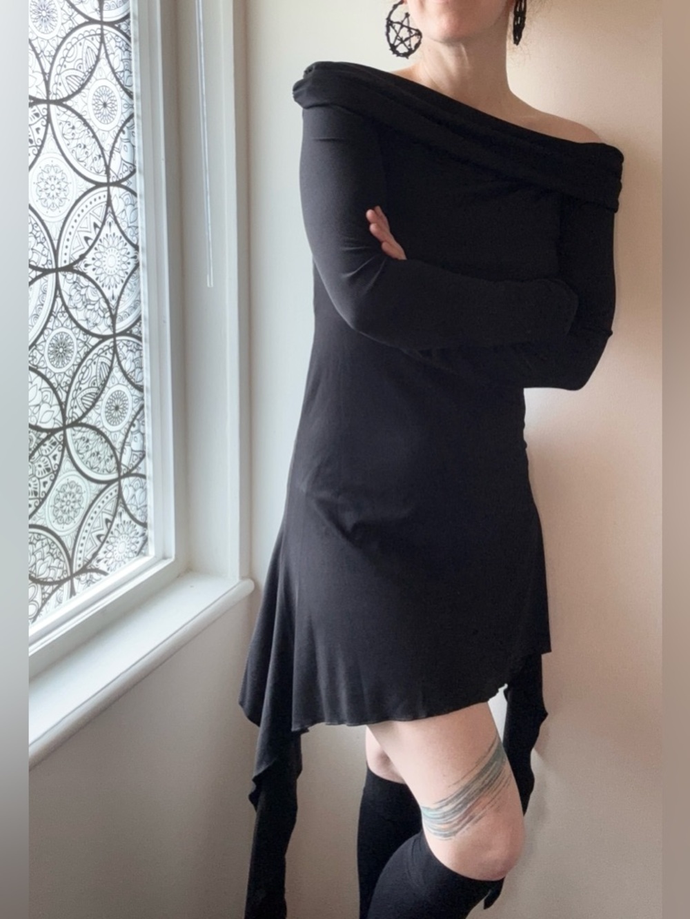 Killstar Nyctophilia Dress NWT Small Black Goth Off Shoulder Asymmetrical Mini